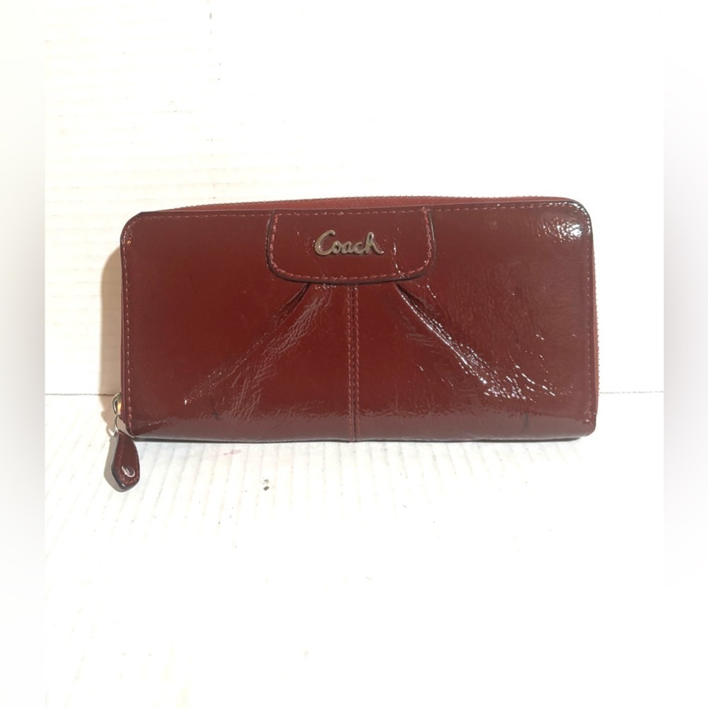 Coach Women's Deep Red metallic Leather Wallet